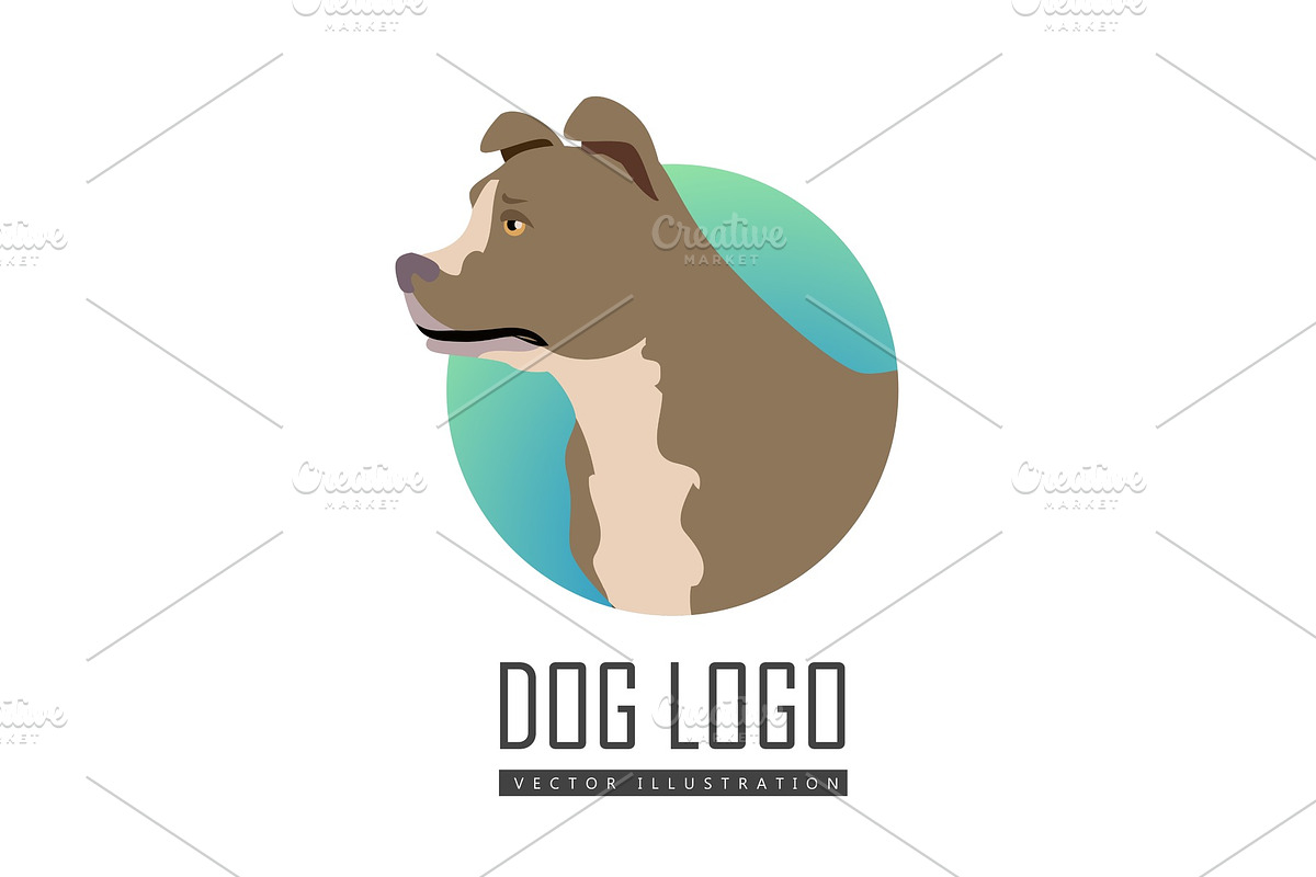 Bullmastiff Dog Logo on White in Illustrations - product preview 8