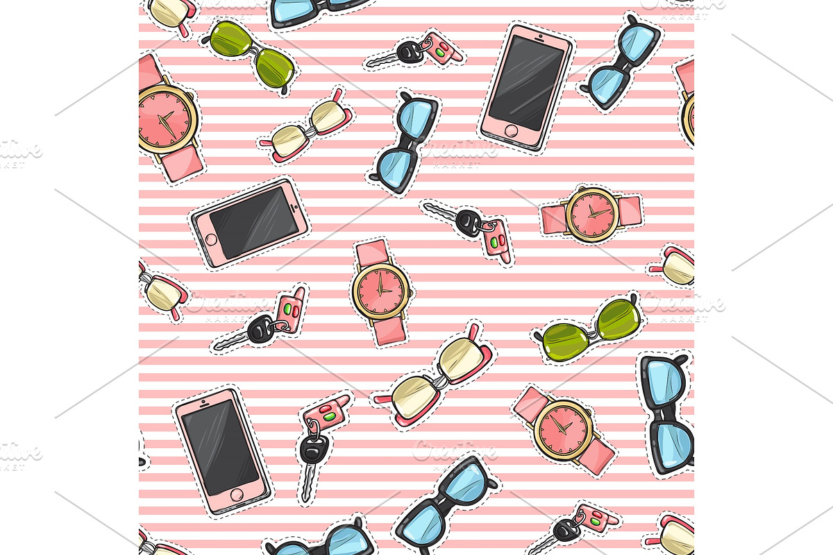 Set of Phones, Watches, Sunglasses in Illustrations - product preview 8