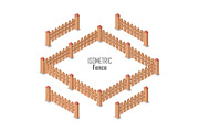 Wooden Fence Vector In Isometric