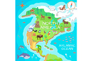 North America Isometric Map with