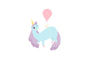 Lovely Unicorn with Pink Balloon