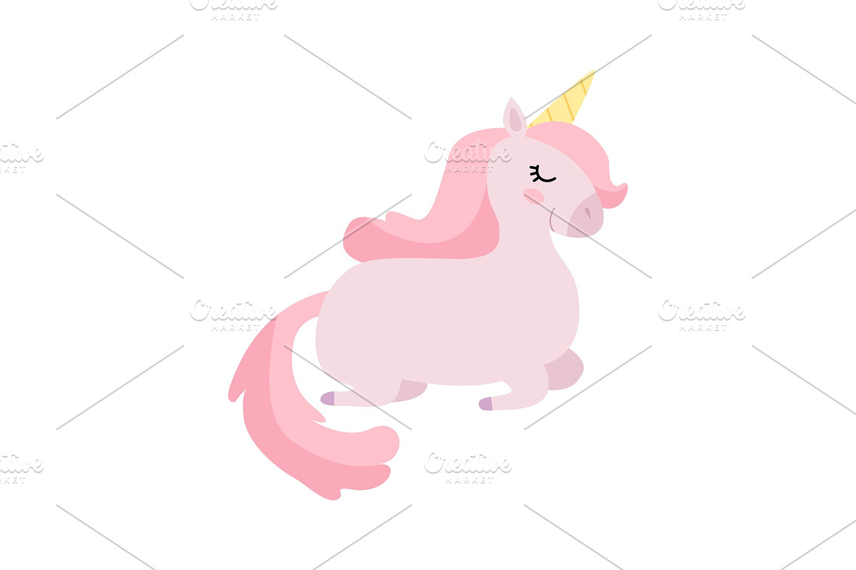 Beautiful Pink Unicorn Sleeping in Illustrations - product preview 8