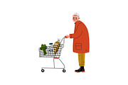 Senior Man with Shopping Cart