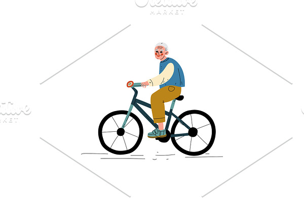 Senior Man Riding Bike,Healthy