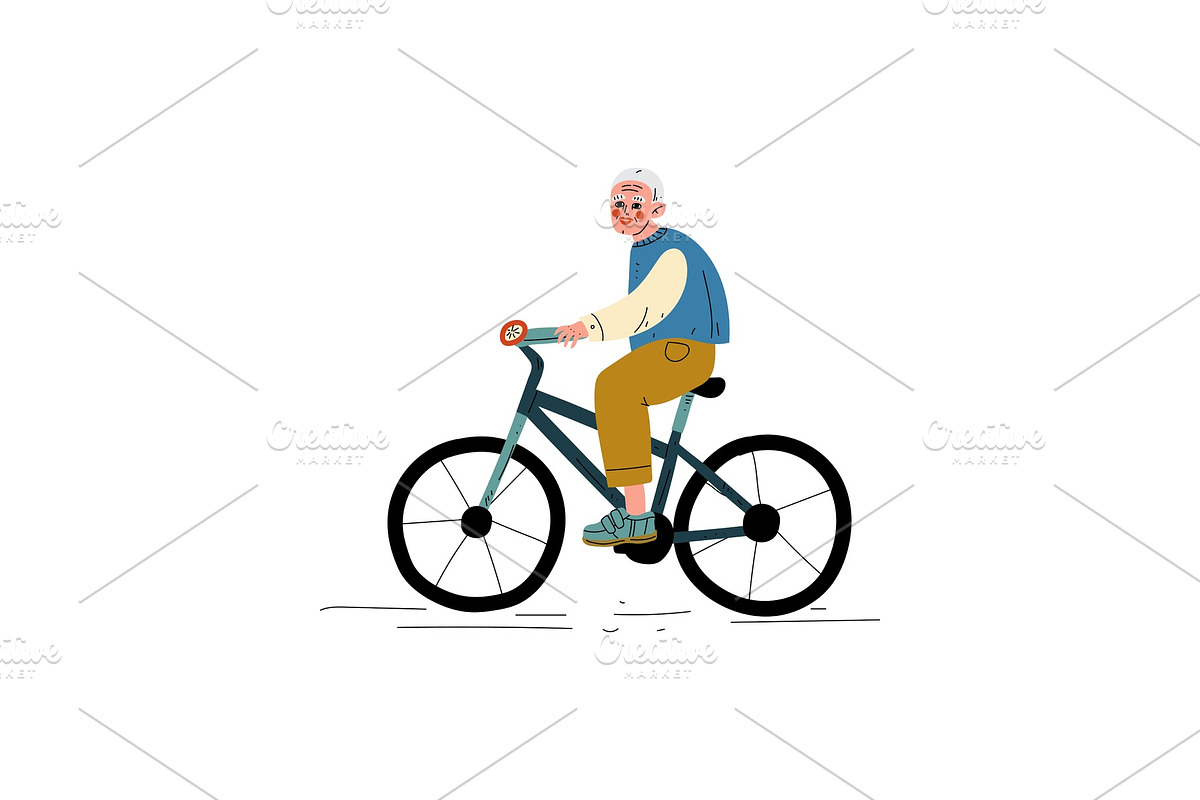 Senior Man Riding Bike,Healthy in Illustrations - product preview 8