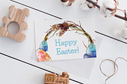 Watercolor Easter Wreath Clipart