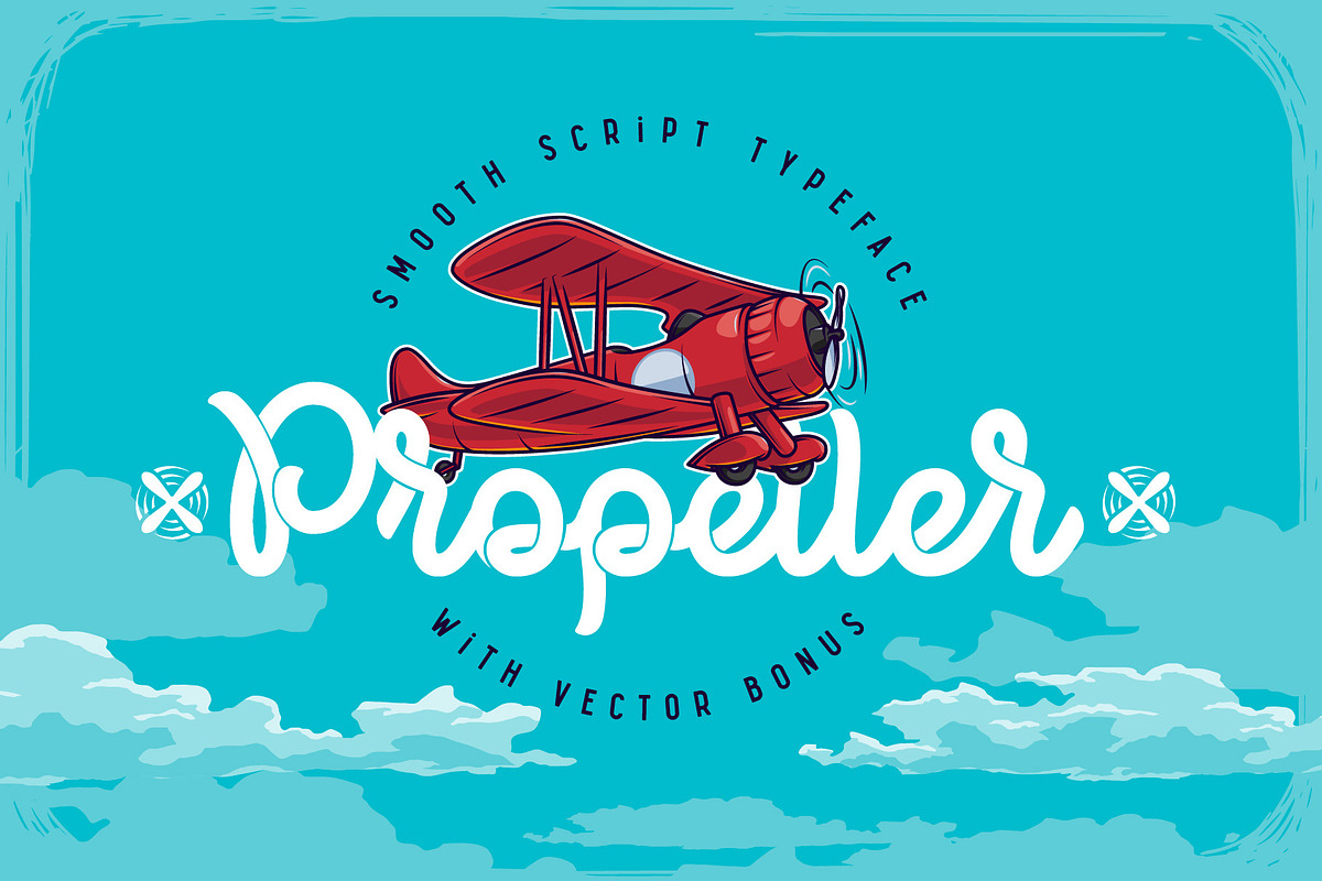 Propeller font + illustration in Script Fonts - product preview 8