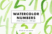 10 Watercolor Numbers PNG