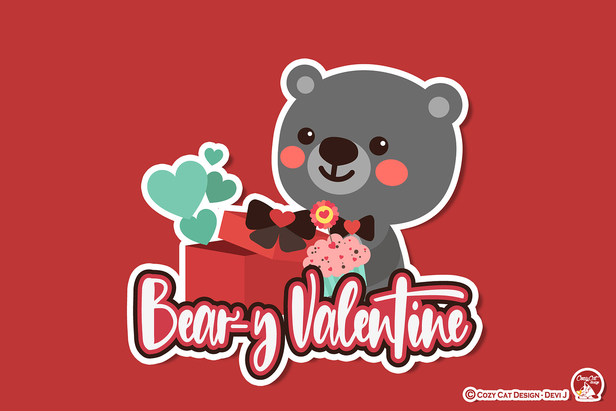 Beary Valentine Digital Clip Art in Illustrations - product preview 8