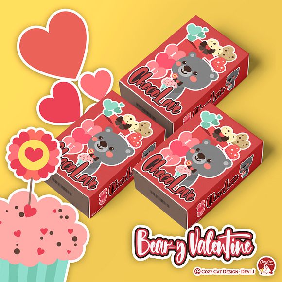 Beary Valentine Digital Clip Art in Illustrations - product preview 4