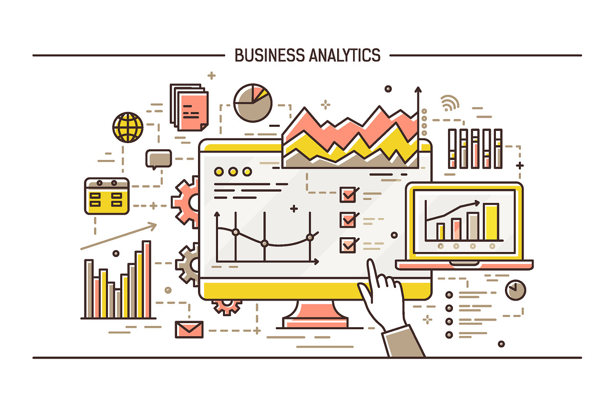 Business analytics line art banner in Illustrations - product preview 8