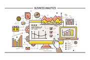 Business analytics line art banner
