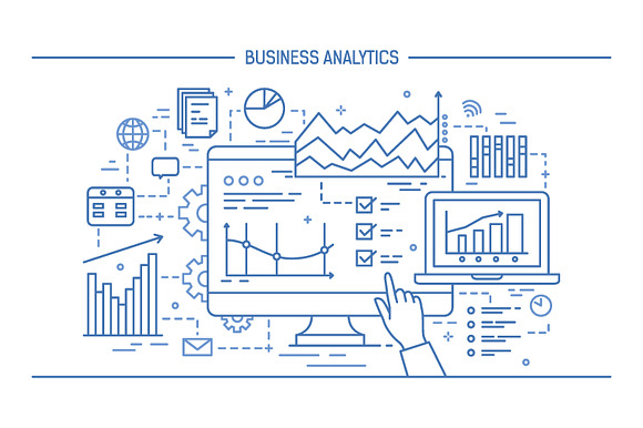 Business analytics line art banner in Illustrations - product preview 3