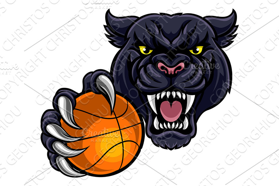 Black Panther Holding Basket Ball in Illustrations - product preview 8