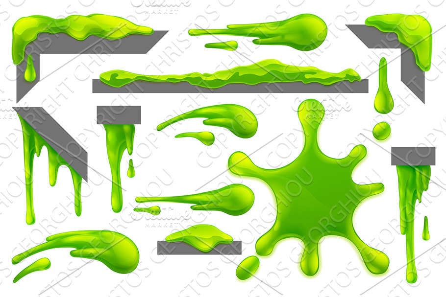 Slime Green Goo Messy Blobs Splats