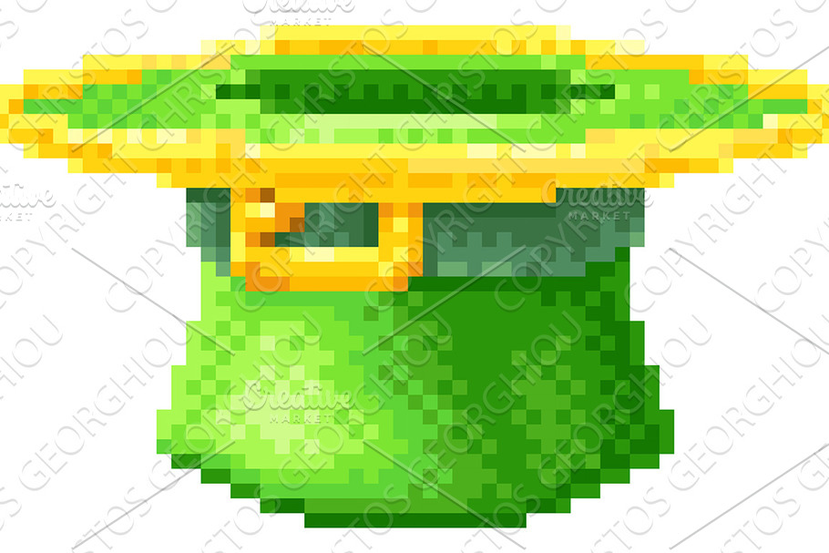 Leprechaun Hat St Patricks Day Pixel in Illustrations - product preview 8