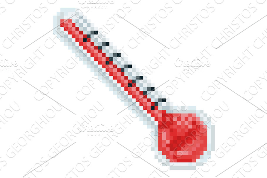 Hot Thermometer Pixel Art Icon in Illustrations - product preview 8