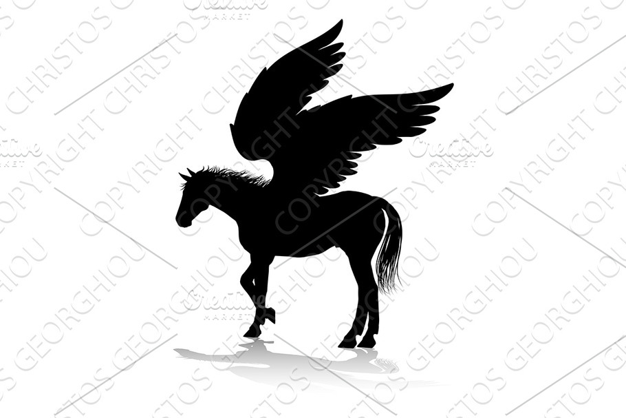 Pegasus Silhouette Mythological in Illustrations - product preview 8