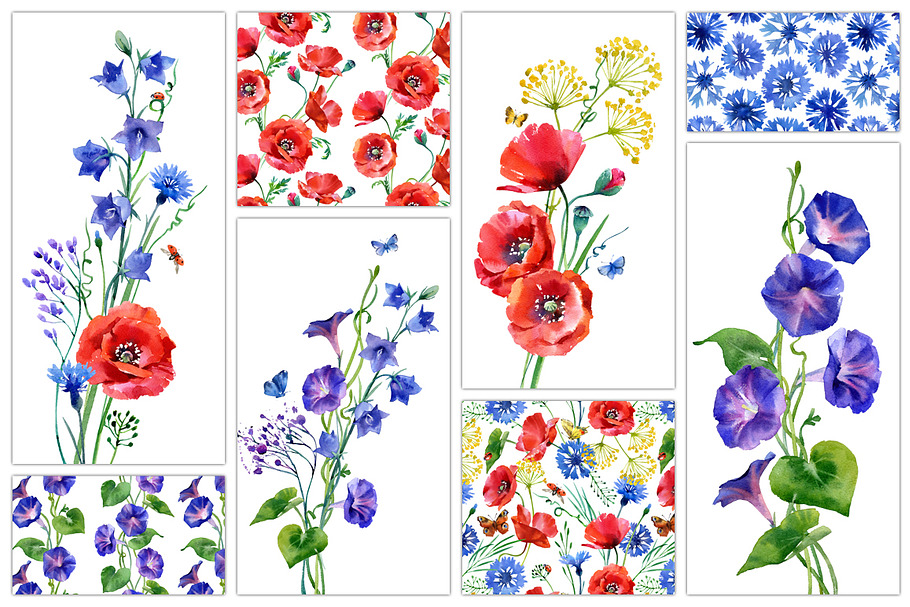 watercolor wildflower in Illustrations - product preview 8