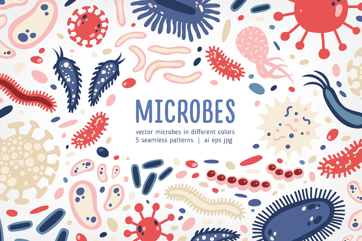 Microbes set and seamless in Illustrations - product preview 8