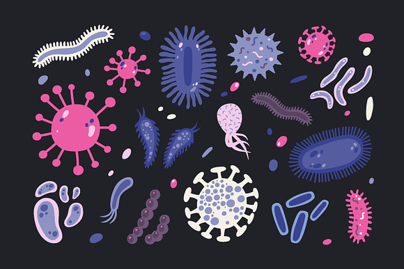 Microbes set and seamless in Illustrations - product preview 1