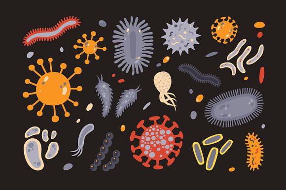 Microbes set and seamless in Illustrations - product preview 2