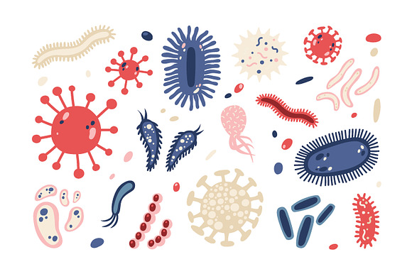 Microbes set and seamless in Illustrations - product preview 3