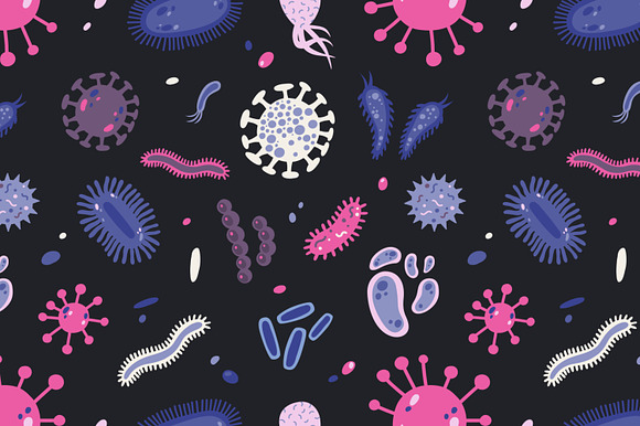 Microbes set and seamless in Illustrations - product preview 4