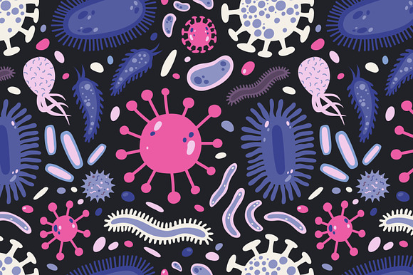 Microbes set and seamless in Illustrations - product preview 5