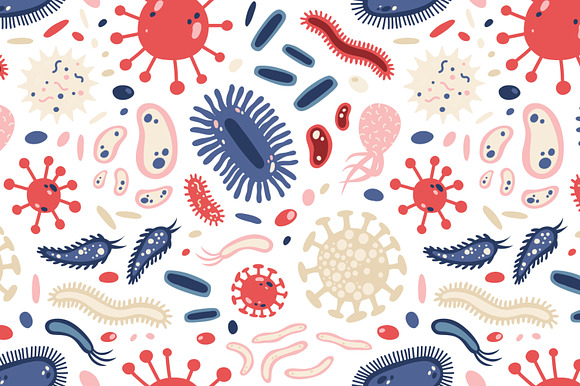 Microbes set and seamless in Illustrations - product preview 6