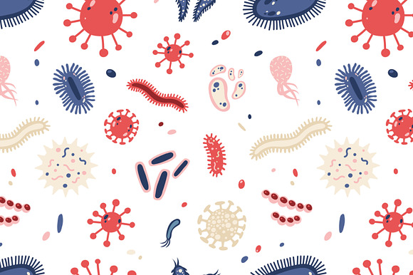 Microbes set and seamless in Illustrations - product preview 8