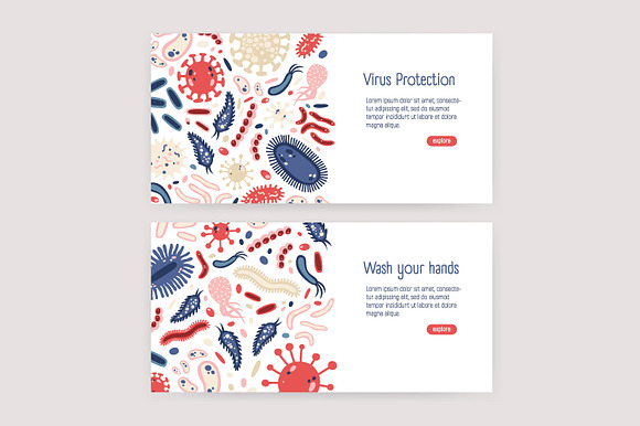 Microbes set and seamless in Illustrations - product preview 9