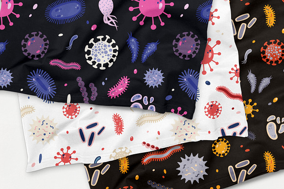 Microbes set and seamless in Illustrations - product preview 13