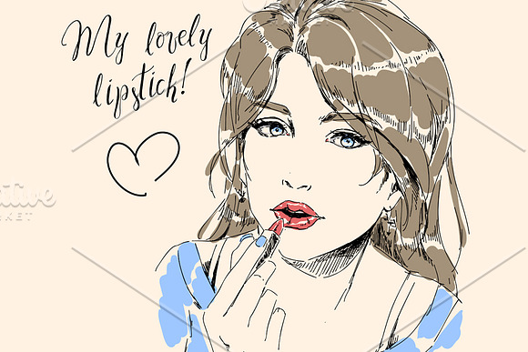 Make up, lips, lipsticks in Illustrations - product preview 1