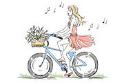 Girl riding bike; Bicycle