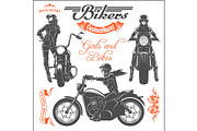 Girls ride a motorbike. Biker party