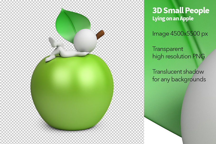 3D Small People - Lying on an Apple in Illustrations - product preview 8