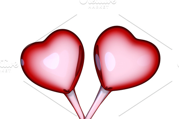 3d illustration of hear shaped two w