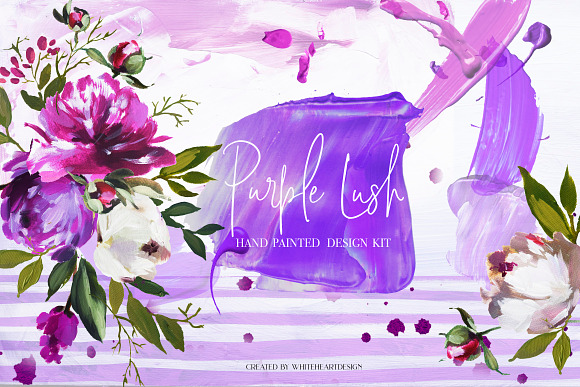 Purple Lush Floral Clip Art Kit in Illustrations - product preview 11
