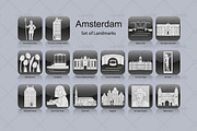 Amsterdam landmark icons (16x)