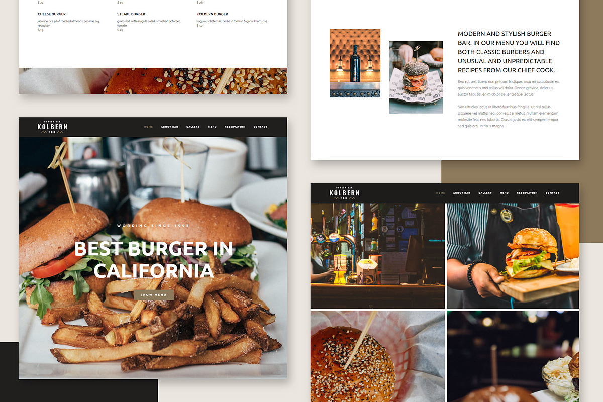 Kolbern Burger Bar & Cafe Theme in WordPress Business Themes - product preview 8