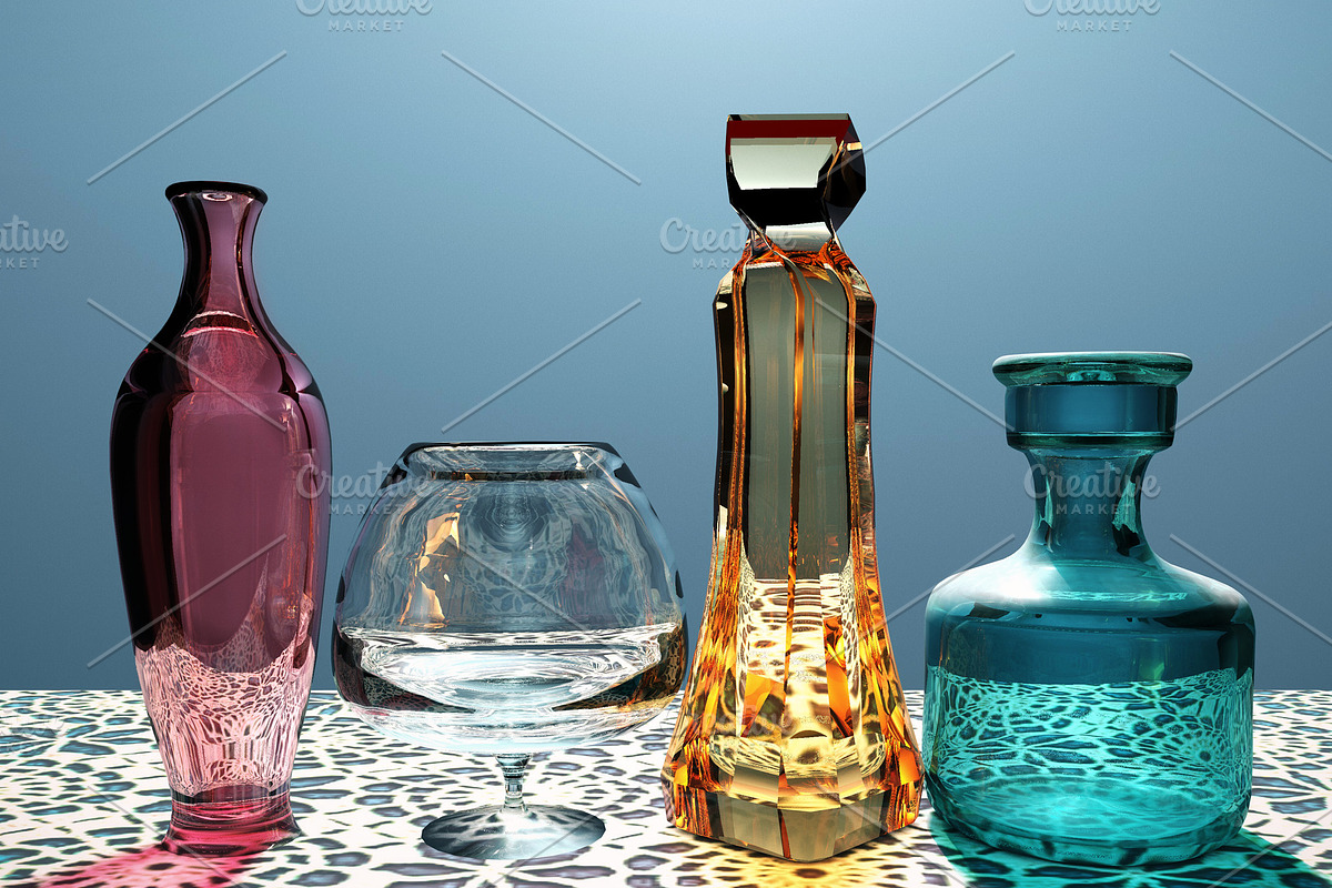 3d illustration of color vase green  in Illustrations - product preview 8