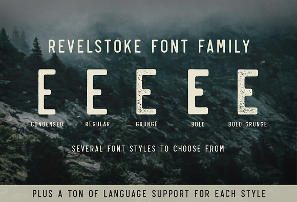 Revelstoke - 5 Font Family in Stamp Fonts - product preview 2