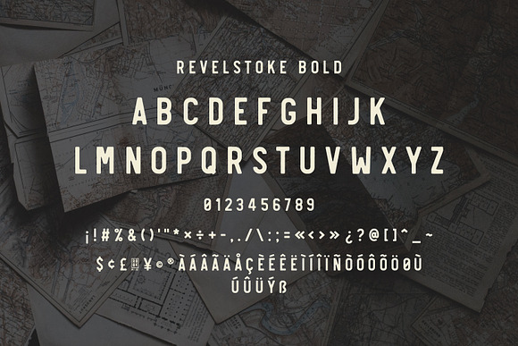 Revelstoke - 5 Font Family in Stamp Fonts - product preview 7