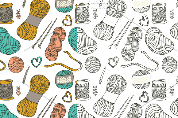 -50% OFF! Yarn balls hand drawn set in Illustrations - product preview 4