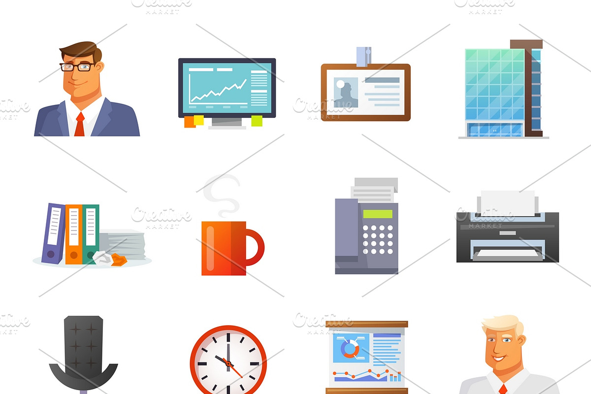 Office icons flat set  in Icons - product preview 8