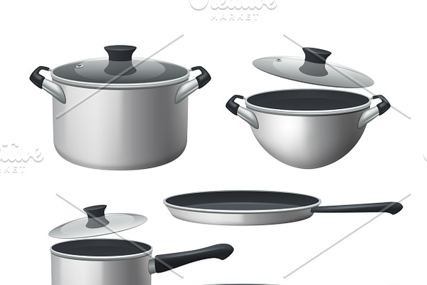Pans and pots realistic set