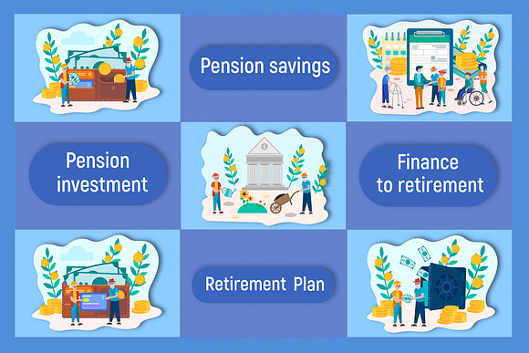 Pension savings Bank account in Illustrations - product preview 3