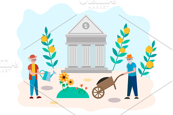 Pension savings Bank account in Illustrations - product preview 4