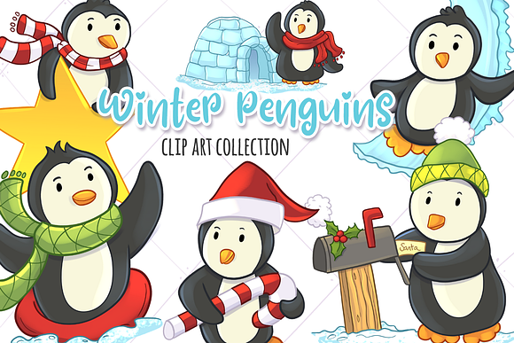 Winter Penguins Collection in Illustrations - product preview 2